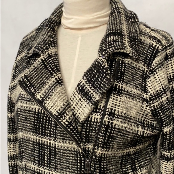 Lucky Brand Moto Sweater Jacket black/white sz XL - Picture 2 of 10